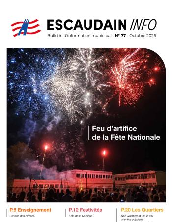 Magazine Escaudain info numéro 77 sortie en octobre 2026