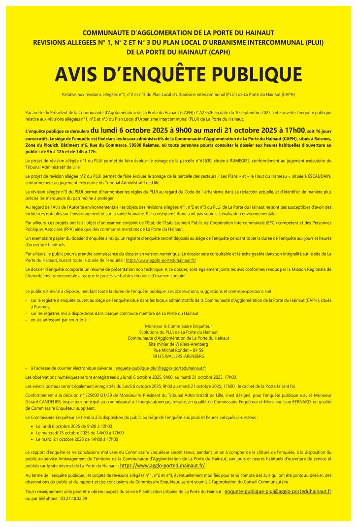 avis d'enquete publique plui
