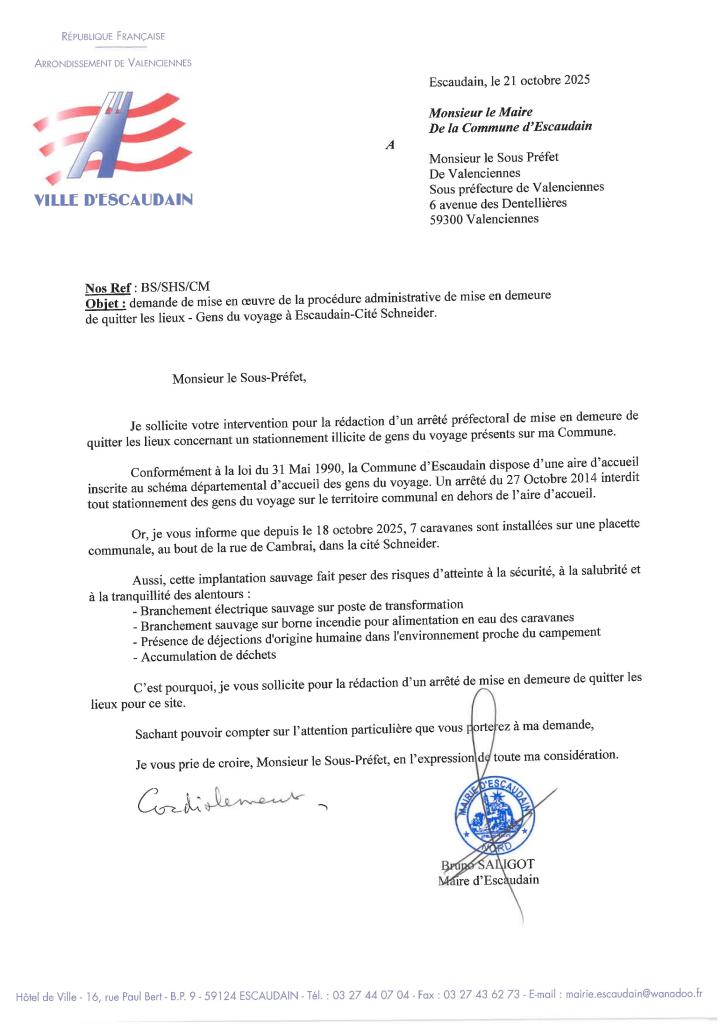 Demande de mise en demeure GDV