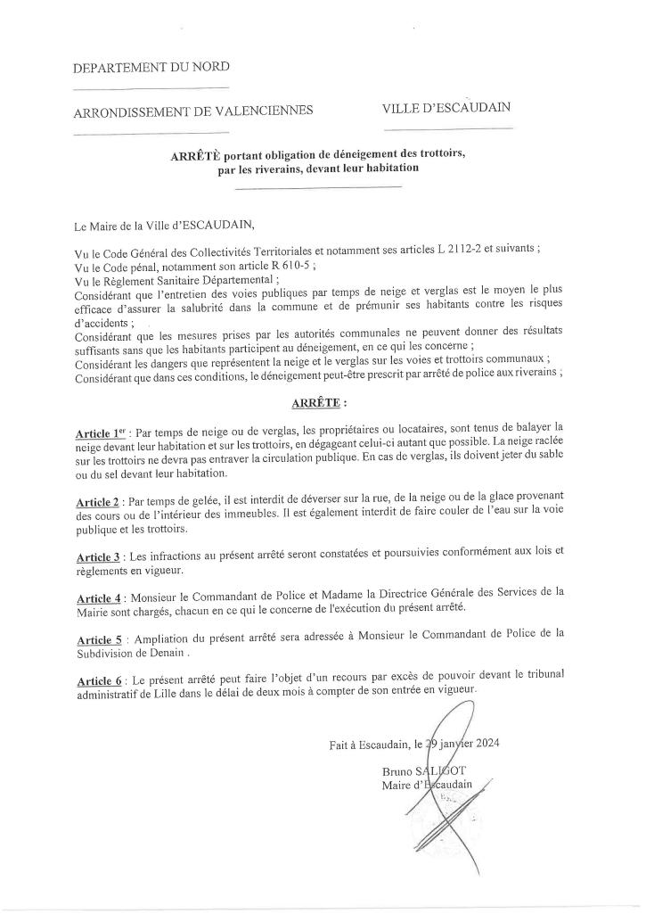 Arrêté déneigement